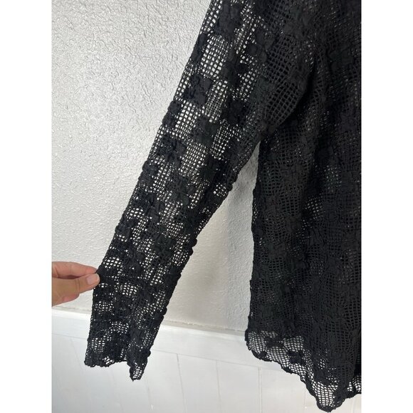 Free People Olivia Grady Lace top Medium Black Sheer Mesh Cyber Boho Swim NEW - Picture 7 of 13